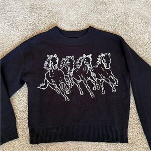 Wrangler Retro Black Horse Embroidered Sweater